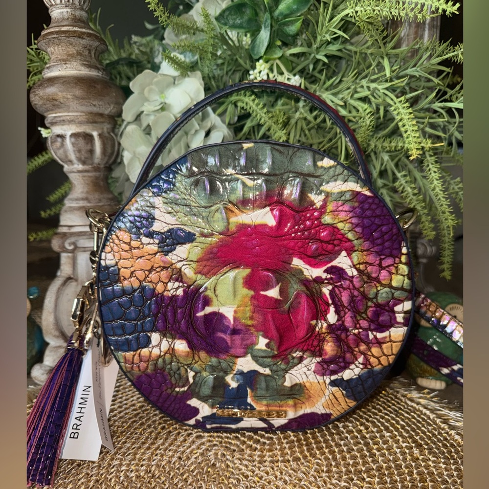 NWT Brahmin “Lane” Wildflower Crossbody Bag. Bag charm sold  separately “Royal”